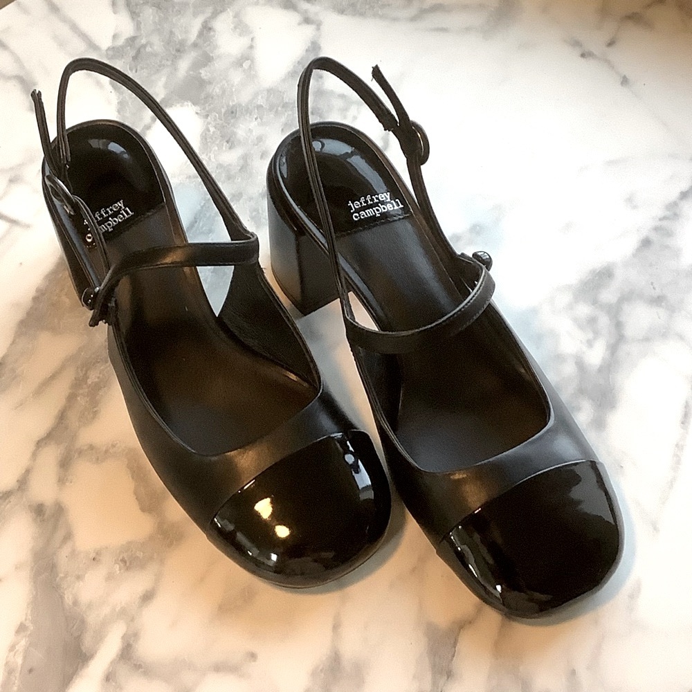 Jeffrey Campbell Glossy Black Maryjane Heels